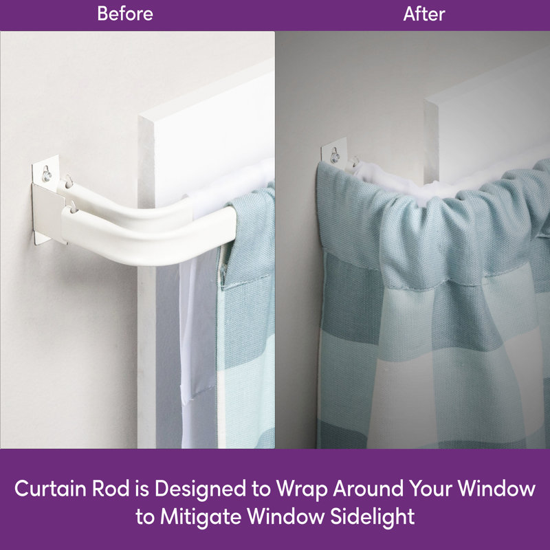 White Adjustable Double Curtain Rod with Mounting Brackets