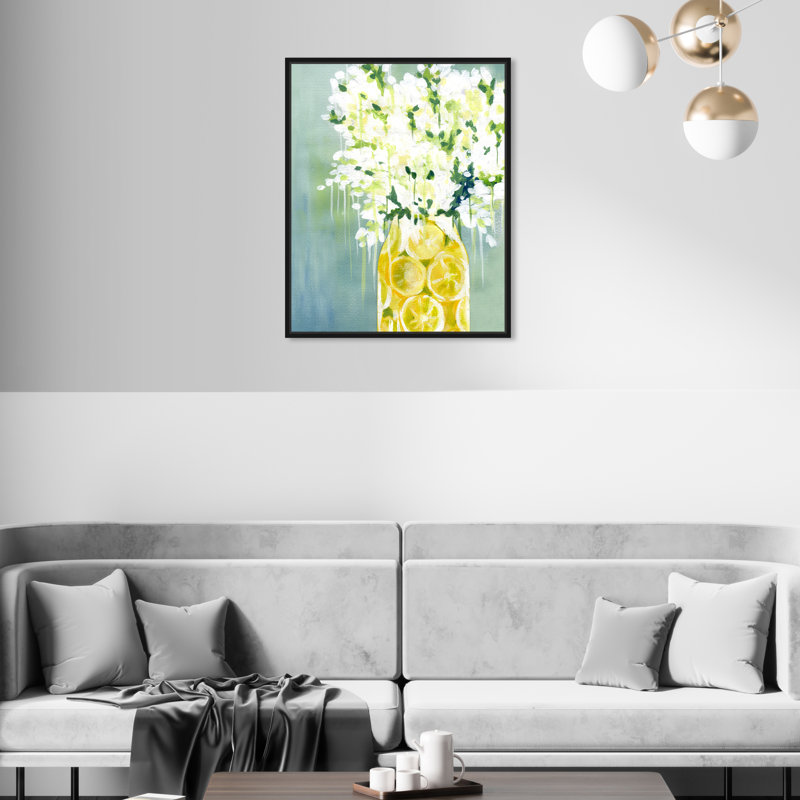 Limoncello - peinture sur toile, Cadre noir, H 20 po x l 17 po