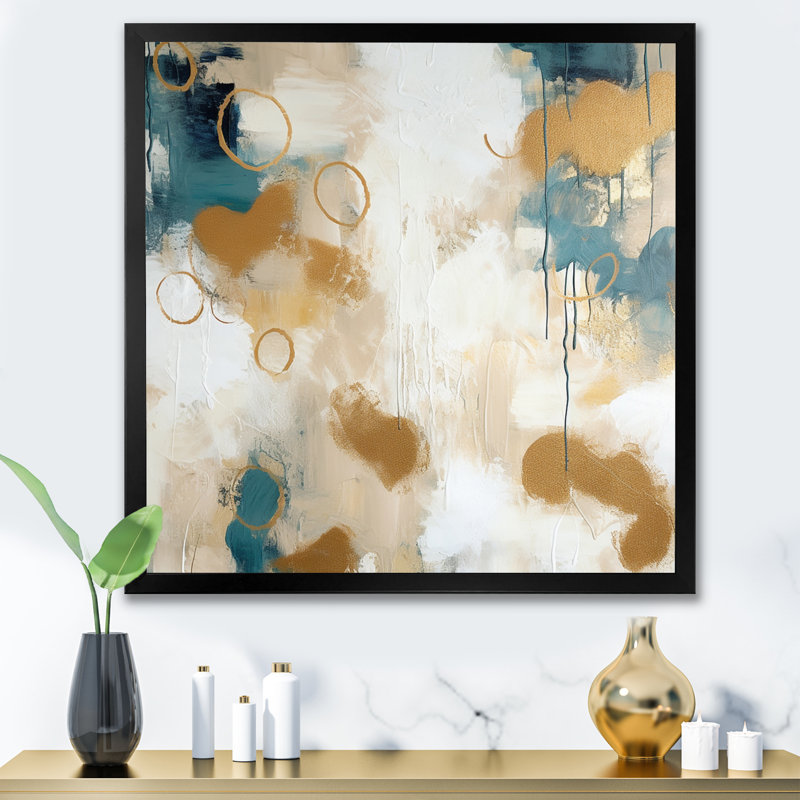 Gilded Daydreames X - reproduction sur toile, H 16 po x l 16 po x P 1 po, Cadre simple noir