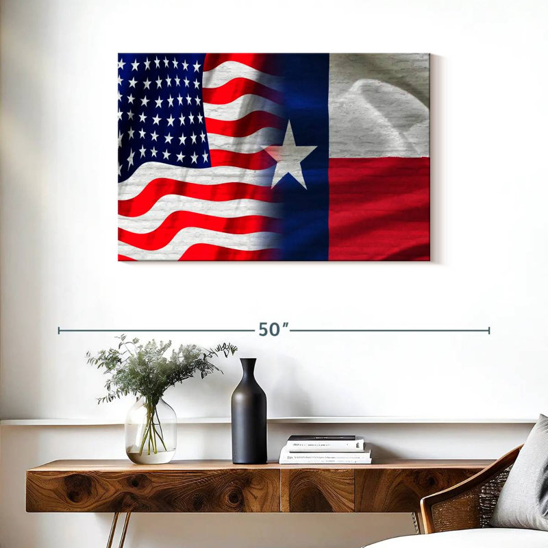 Borges US And Texas Flag, 24" H x 36" W