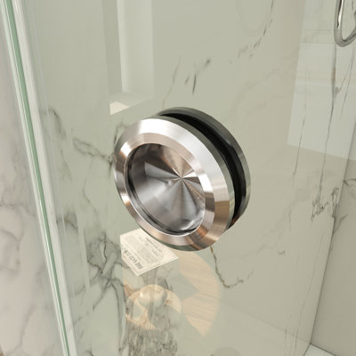 2.28"(58Mm) Bathroom Round Back-To-Back Stainless Steel Shower Glass Door Sliding Knob For 1/4" To 1/2" Thick Glass