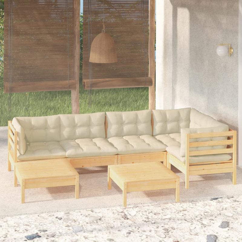 Ensemble de conversation modulaire avec coussins Lochlyn, Naturel, Gris