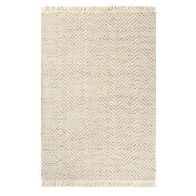 Wool Chevron Area Rug in Taupe