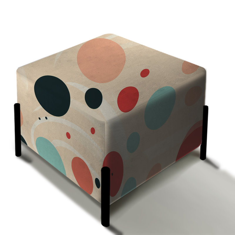 Motif nostalgique à pois - Repose-pieds carré à pois