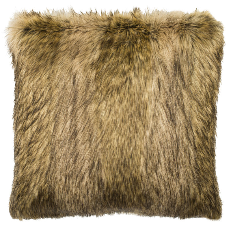Golden Noir 20" Brown and Champagne Faux Fur Pillow