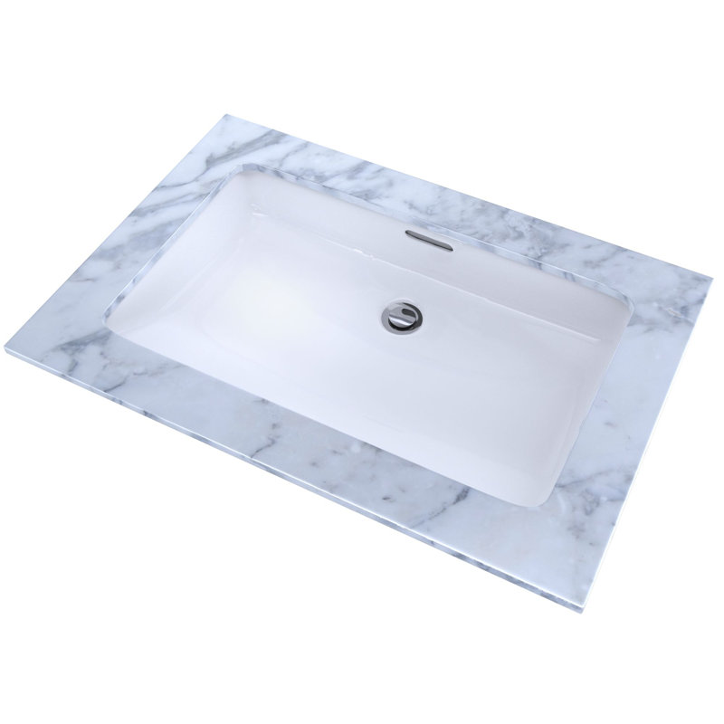 Ceramic Rectangular Undermount Bathroom Sink with Overflow, Cotton