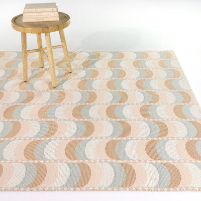 Lycia Coral Modern Waves Indoor/Outdoor Area Rug