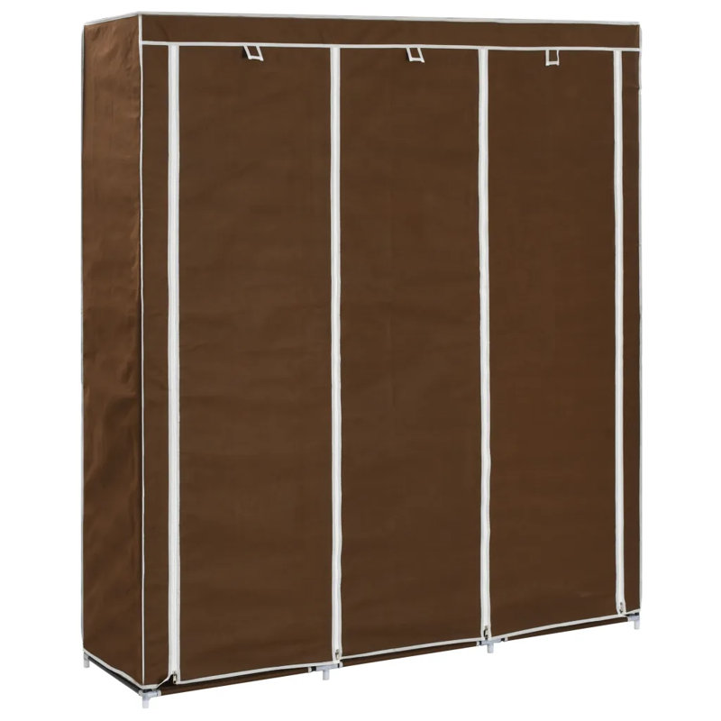 3 Door Fabric Wardrobe, Brown