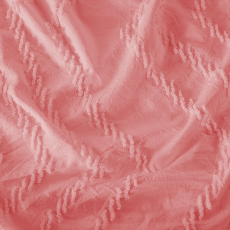 Bohemian Polyester Machine Tufted Duvet Cover, Queen Duvet Cover + 2 Standard Pillowcases, Pink Stripe