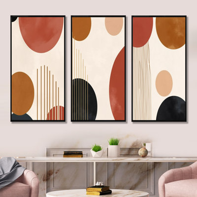«Beige Minimal Boho», ensemble de 3 reproductions d'art abstrait minimaliste