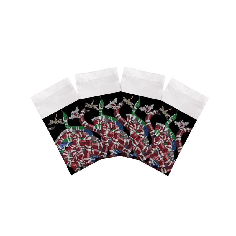 Ouroboros Cotton Sateen Dinner Napkins, Black