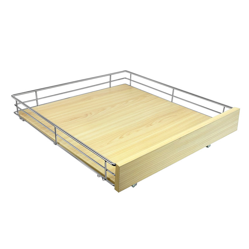 Système d'organisateur d'armoire coulissant en bois et chrome pour armoires de cuisine LYNK PROFESSIONAL SELECT, l 20 po
