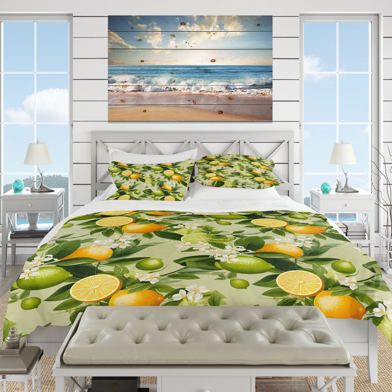 Literie Citrus Zest Tropical Pattern III, Housse de couette simple + 1 taie décorative stan