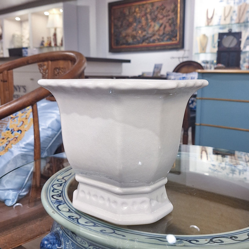 Handmade Ceramic Basin, 8" H x 9.5" W x 8" D, White