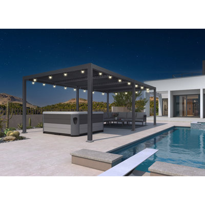 Patio Aluminum Pergola With 48ft String Lights