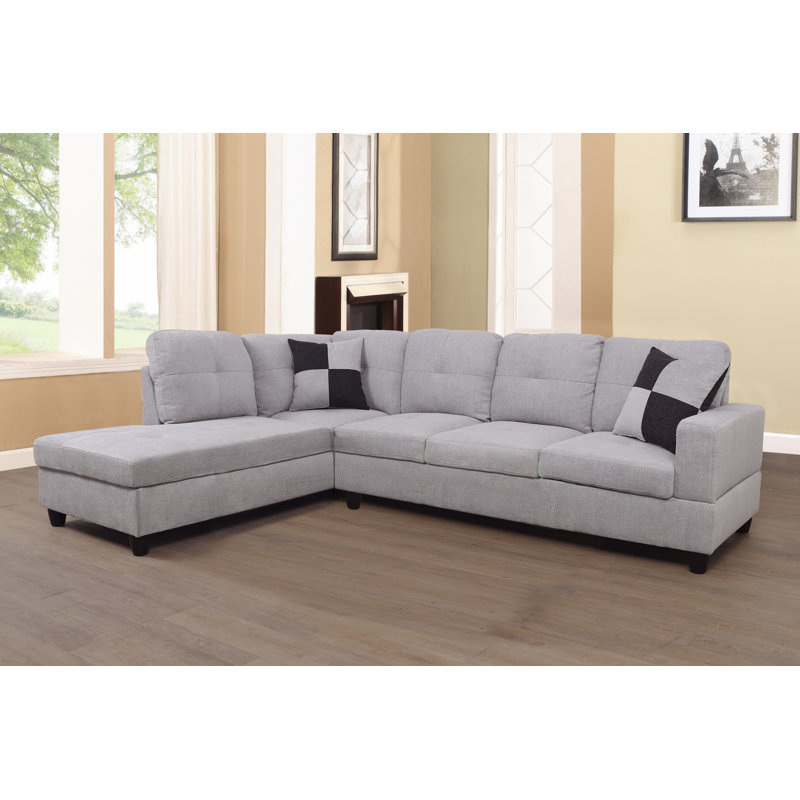 Larelle 103.5" Wide  Sofa & Chaise, Orienté à gauche (vu de face), Microfibre/microsuède gris clair