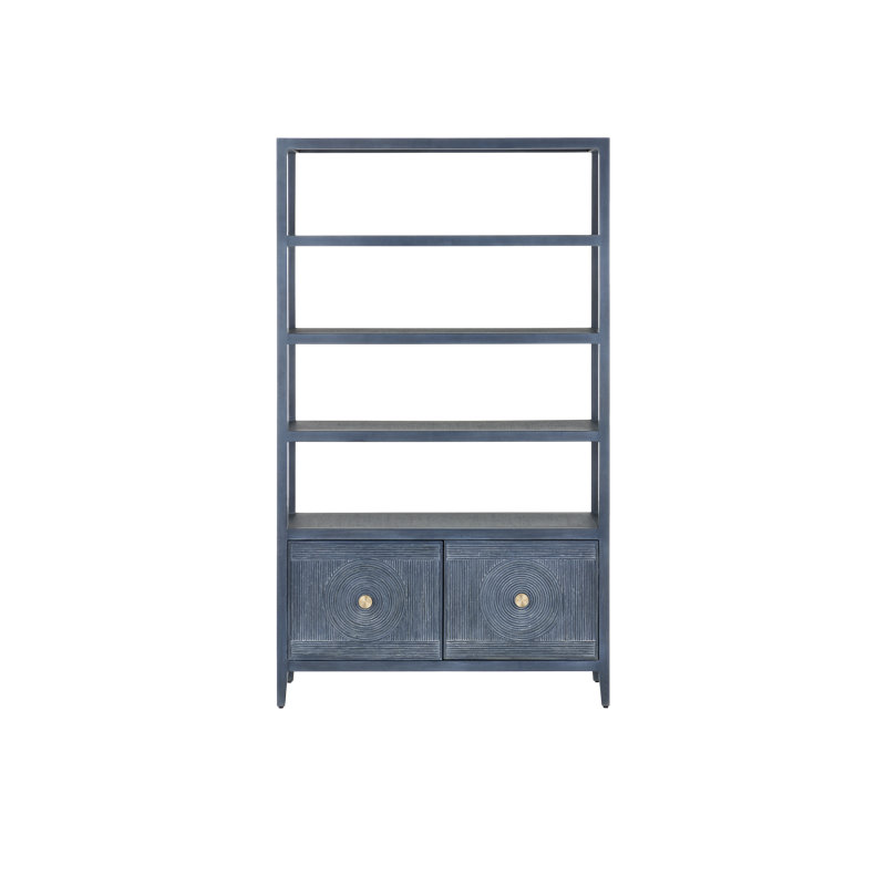 Bibliothèque en bois massif Santos H 82 "x l 48", Bleu marine rétro