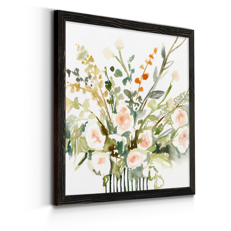 Imprimé fleurs en « I », H 17 po x l 17 po x P 1,5 po, Toile avec cadre noir