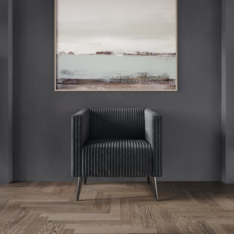 Fauteuil en velours de 30,31 po Schermick, Velours gris
