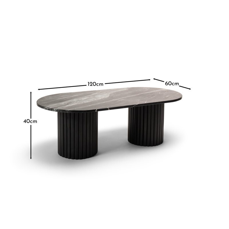 Marble tabletop with solid mango wood base