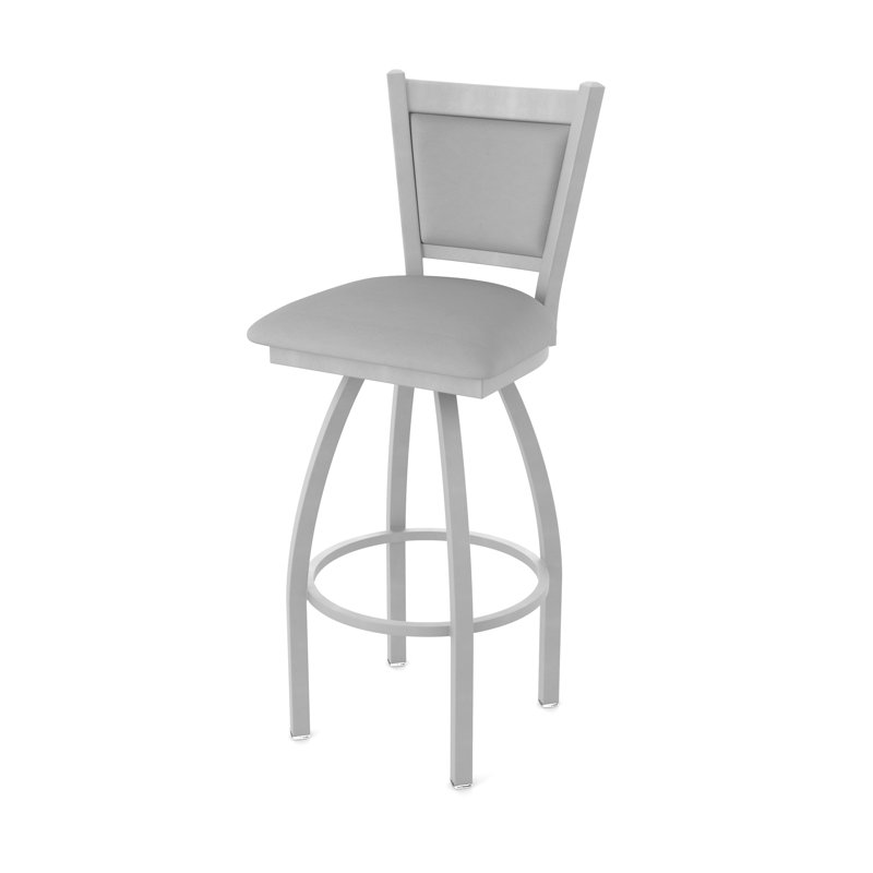 Tabouret pivotant Hadleigh, Vinyle - gris Folkstone Canter, Nickel anodisé, Tabouret de bar (siège d'une hauteur de 36 po)