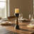 Handcrafted Marble & Wood Black Pillar Candleholder-1959597521