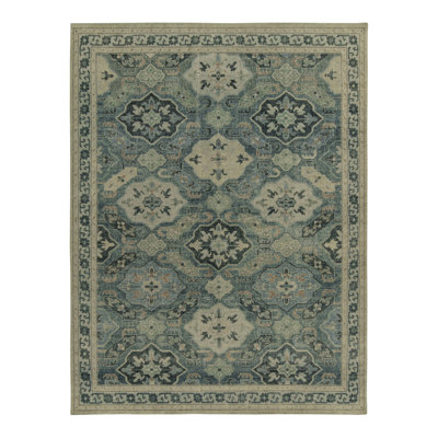 Rug & Kilim’S Distressed Kuba Rug In Blue & Gray Medallion Patterns