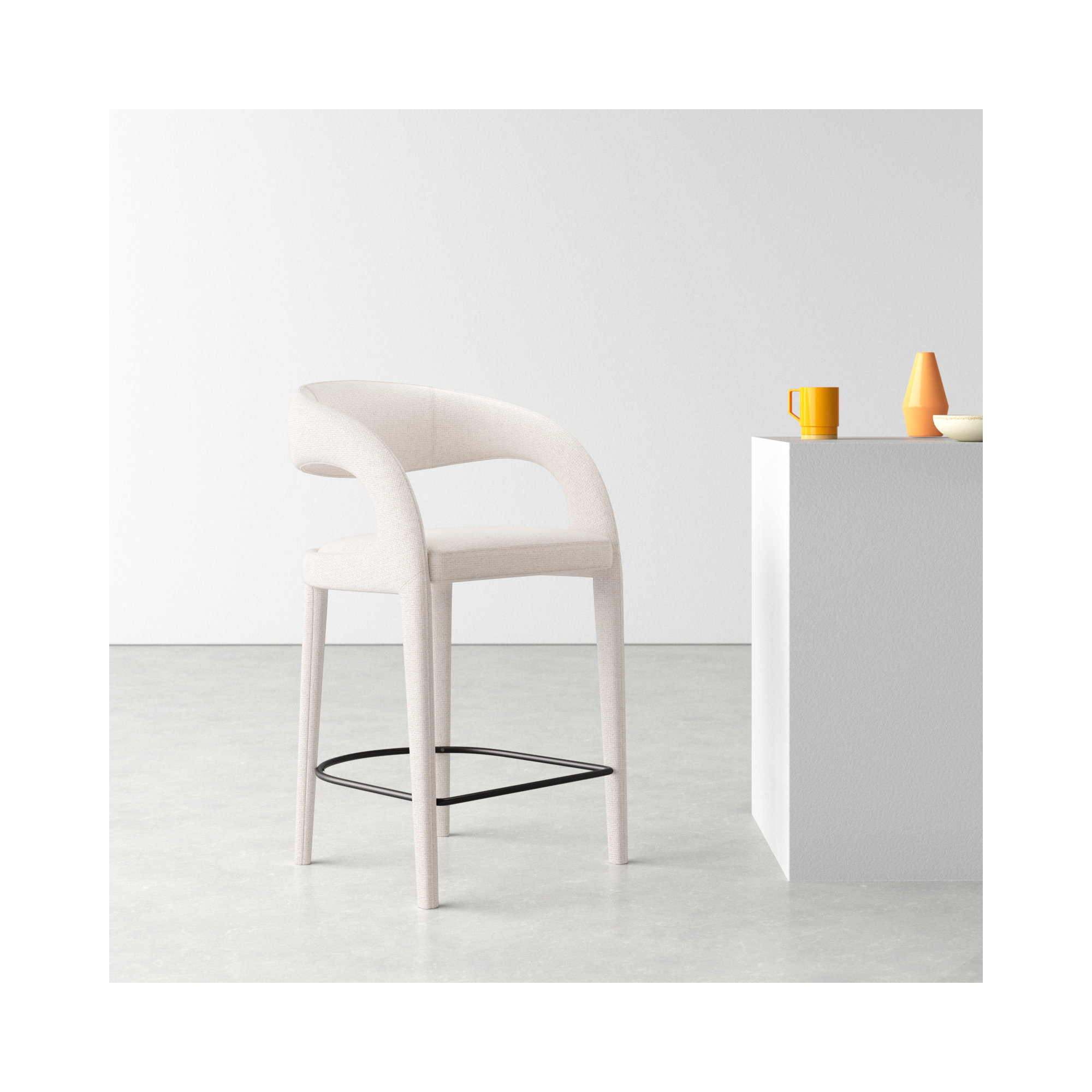 Geoffrey Counter & Bar Stool, Omari Natural/Polyester Blend, Counter Stool (26.57" Seat Height)