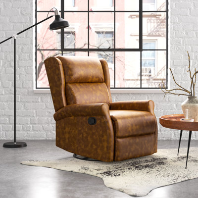 Allan Faux Leather Swivel Rocker Manual Recliner