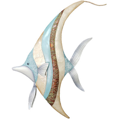 Seaside Banner Fish Metal and Capiz Wall Art Décor