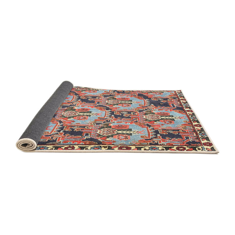 Fabriqué à la machine à partir d’un métier à tisser en laine/polyester brun/bleu Tapis décoratif, Rectangle 8 pi x 10 pi