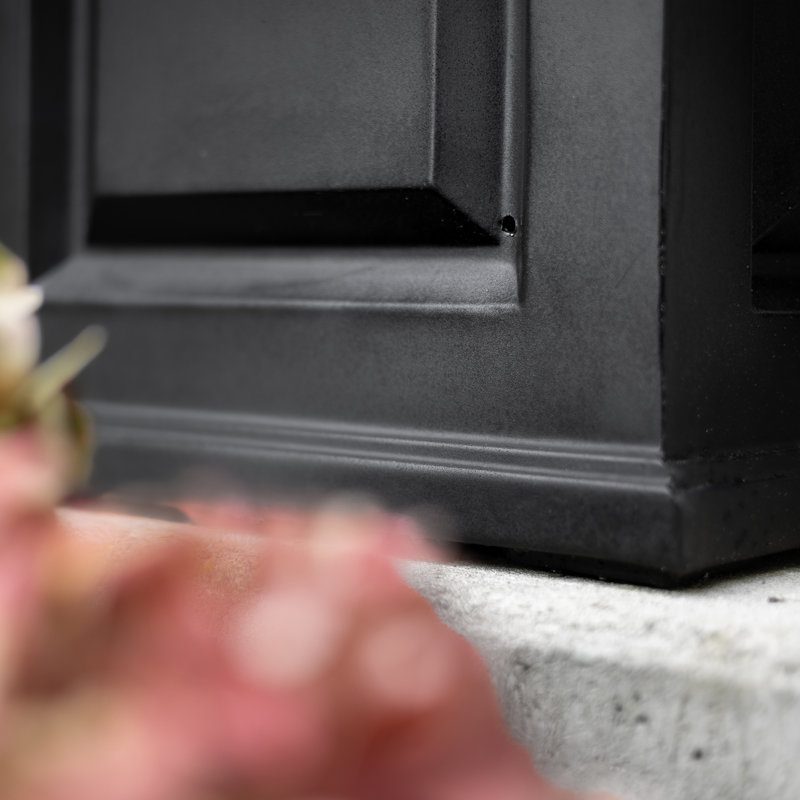 Nantucket Square Resin Planter Box with Water Reservoir, Black, 20'' H x 20'' W x 20'' D, 1