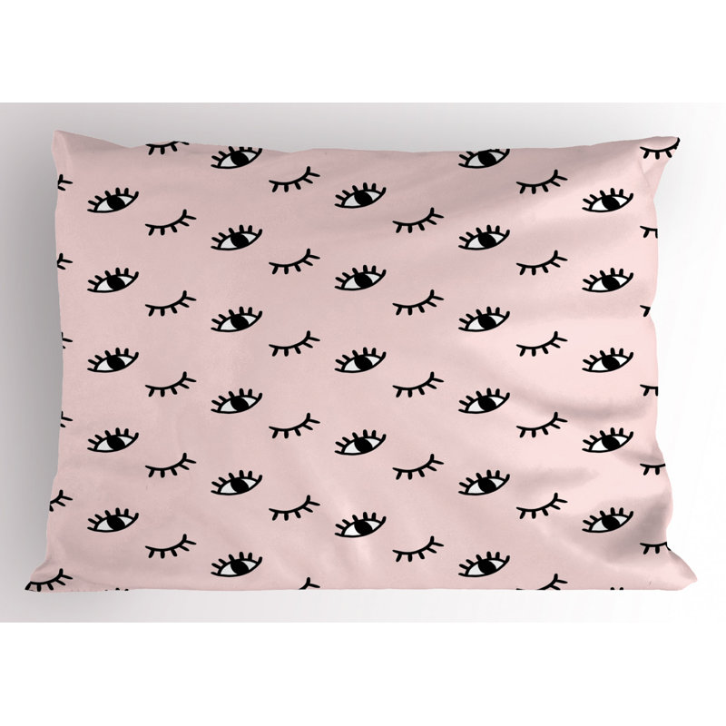 Black/Pink Polyester Microfiber Piece Sham, Twin