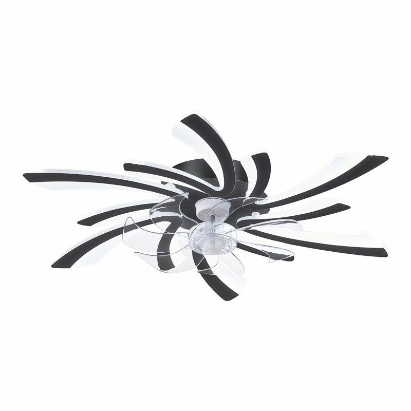 Ventilateur de plafond 30,7 po avec lumières, télécommande 3 températures de couleur, ventilateur à 6 vitesses, Noir