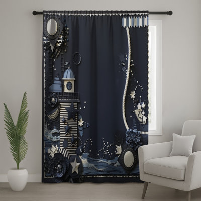 Lighthouse Window Curtains, Nautical Sheer & Blockout Curtains - 1 Panel