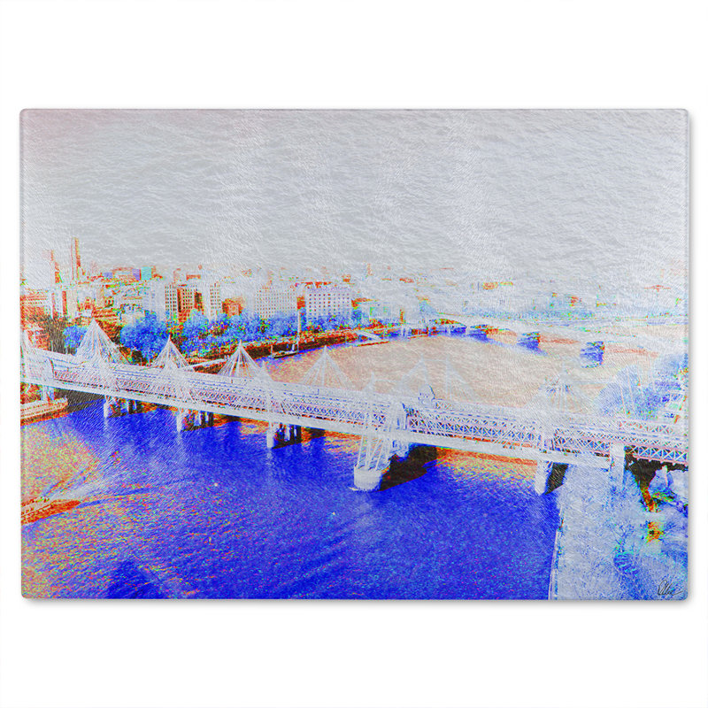 London Eye Veiw Glass Chopping Board, Blue
