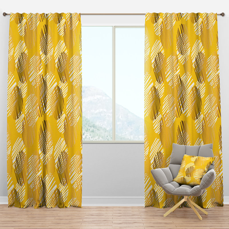 Panneau de rideau simple semi-diaphane avec passe-tringle Mid-Century Design, l 52 po x L 90 po