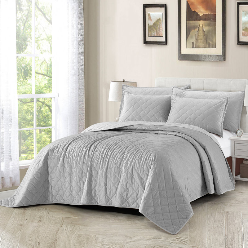 Ensemble de 5 pièces en velours matelassé, Argent