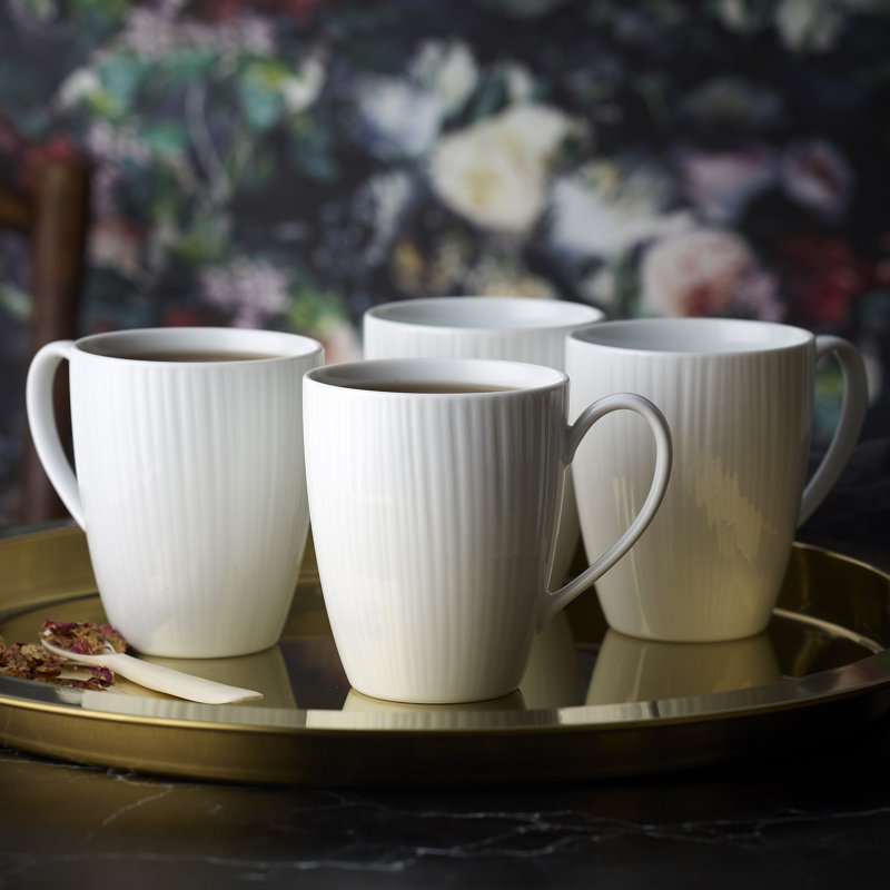 White Porcelain Embossed 24-Piece Dinnerware Set, Service for 6