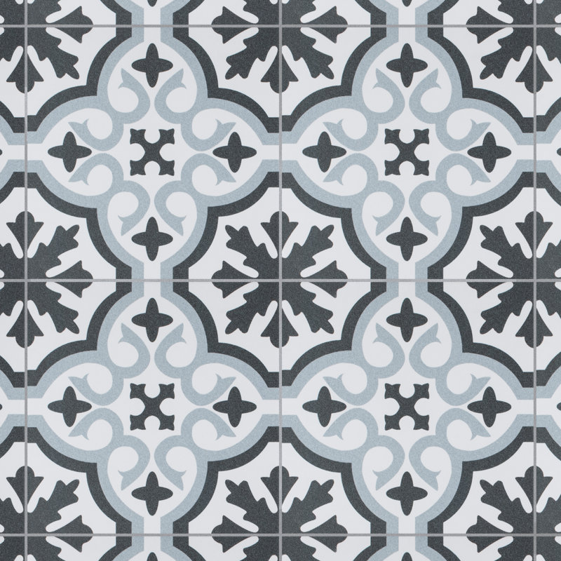 Carreau de porcelaine 18 po x 18 po Berkeley, Bleu / blanc