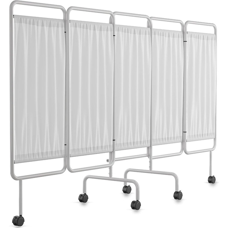 Paravent médical blanc en vinyle avec roulettes pour espaces de soins et espaces de soins