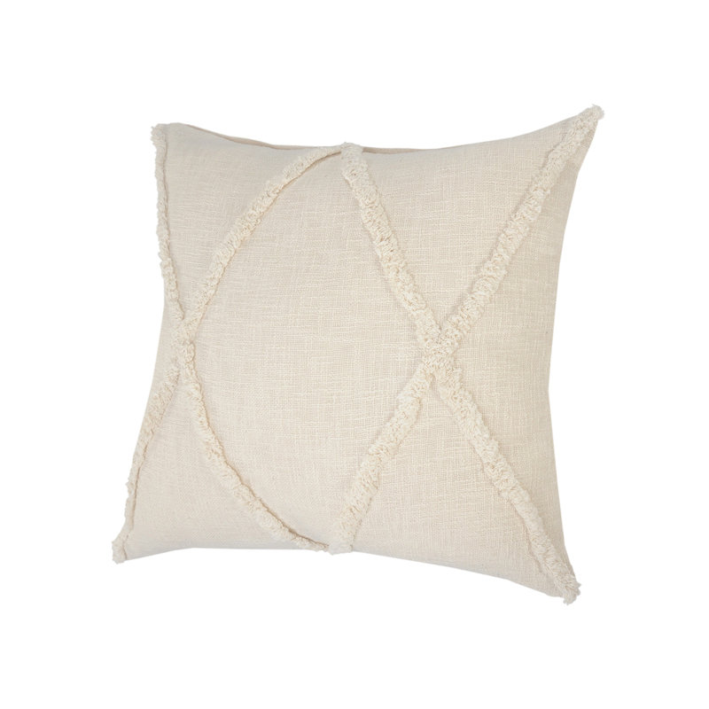 Housse et insert de coussin carré Bengal 100% coton, H 20 po x l 20 po, Ivory