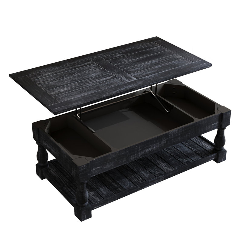 Table basse à plateau relevable avec tablette fixe Farmhouse