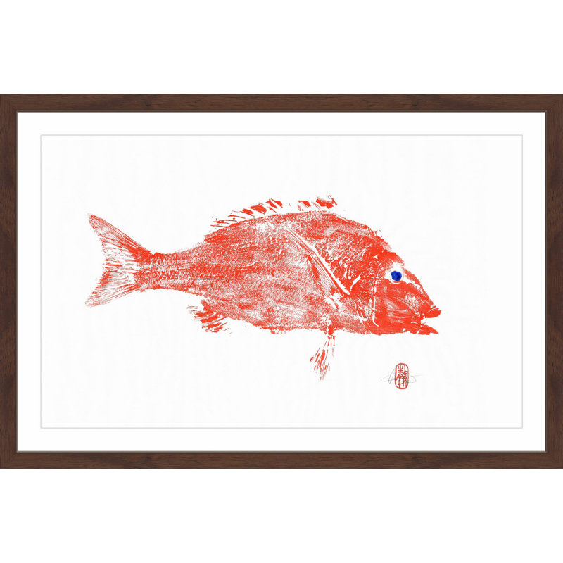 « big red fish », reproduction d’art encadrée, H 20 po x l 30 po x P 1,5 po