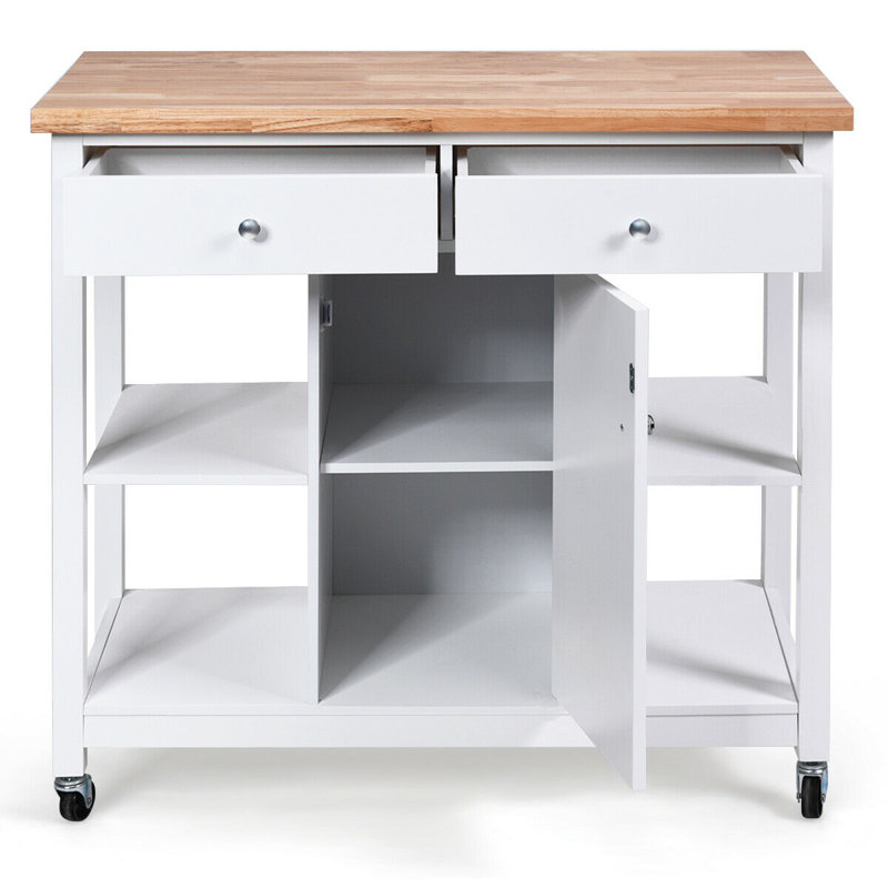 96 cm W Kitchen Island with, White