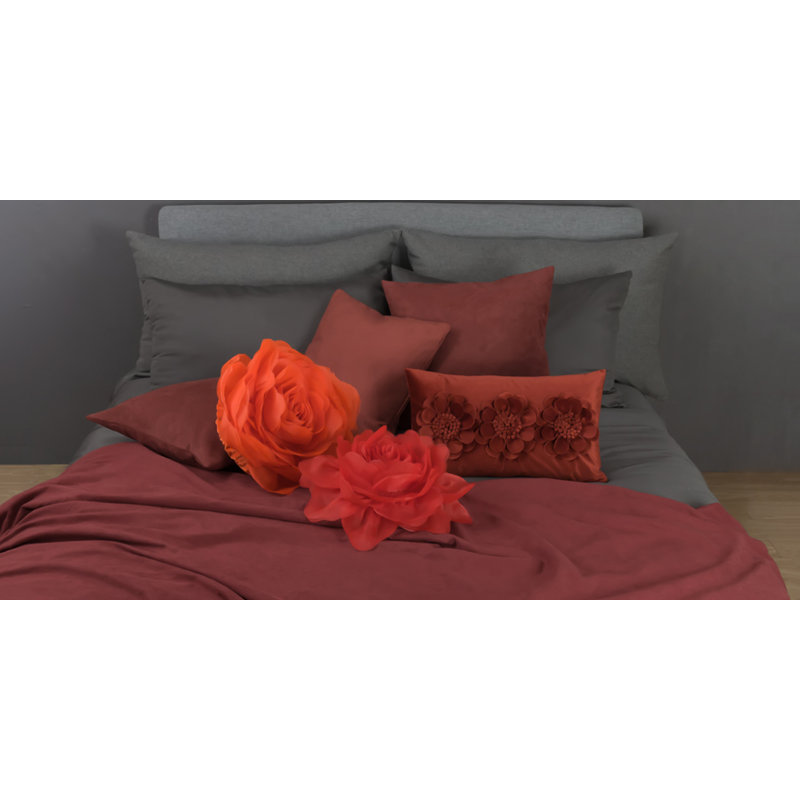 Housse de coussin décoratif décoratif à motif floral rose Simulation, 14 po x 14 po, Orange / Rouge