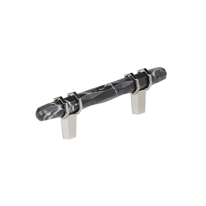 Marble Black and Polished Nickel 3" Bar Pull