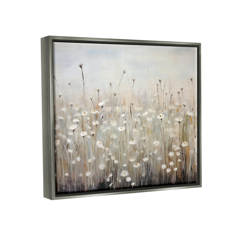 Bb-286-Fleurs flottantes mouchetées abstraites, Cadre flottant gris lustré, H 17 po x l 21 po x P 1,7 po