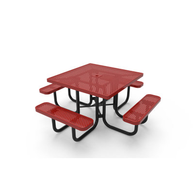 COATEDOUTDOORFURNITURE 46In Square Picnic Table, Punched, Red