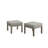 Set Of 2,  22” All-Weather Metal Patio Ottomans Thick Beige Cushions & Khaki Frame-1771158620-1771158621